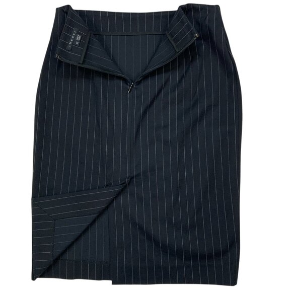 Theory Frieda Straight Skirt 00 Black Striped Mini ALTERED - Picture 3 of 12